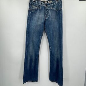 G-STAR Raw Original Blue Denim Relaxed Fit Distressed Cotton Jeans Size 32x32